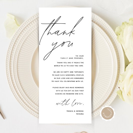 Minimale bruiloft Plaats instelling Hartelijk dank Programmakaart