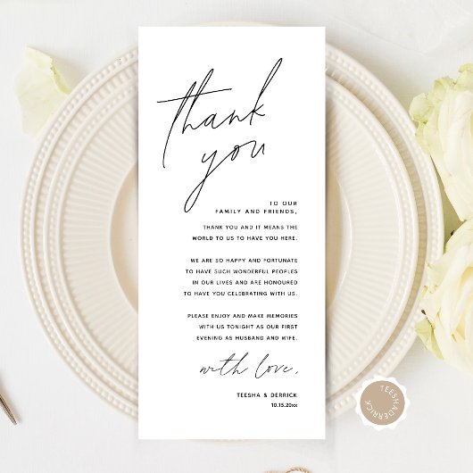 Minimale bruiloft Plaats instelling Hartelijk dank Programmakaart