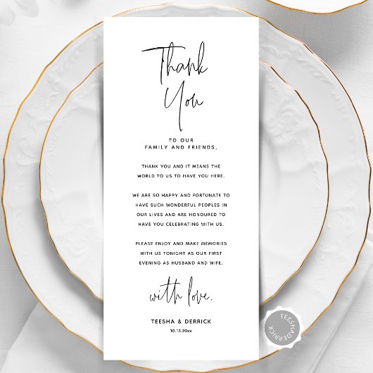 Minimale bruiloft Plaats instelling Hartelijk dank Programmakaart