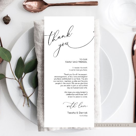 Minimale bruiloft Plaats instelling Hartelijk dank Programmakaart