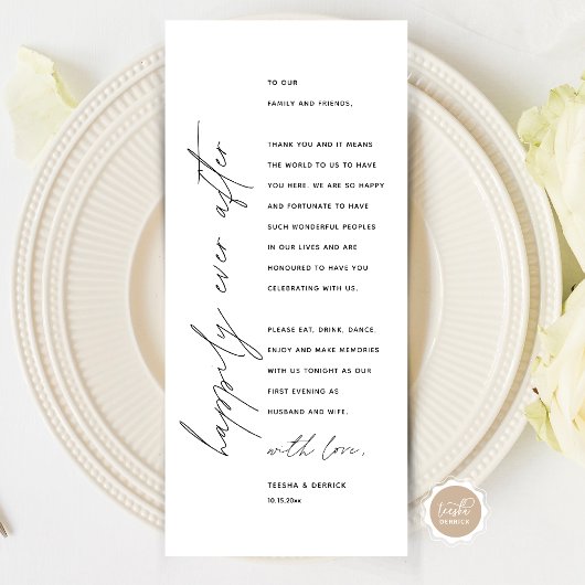 Minimale bruiloft Plaats instelling Hartelijk dank Programmakaart