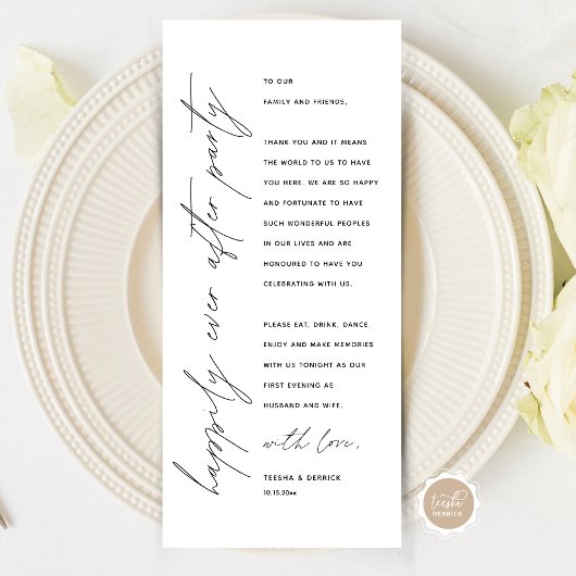 Minimale bruiloft Plaats instelling Hartelijk dank Programmakaart