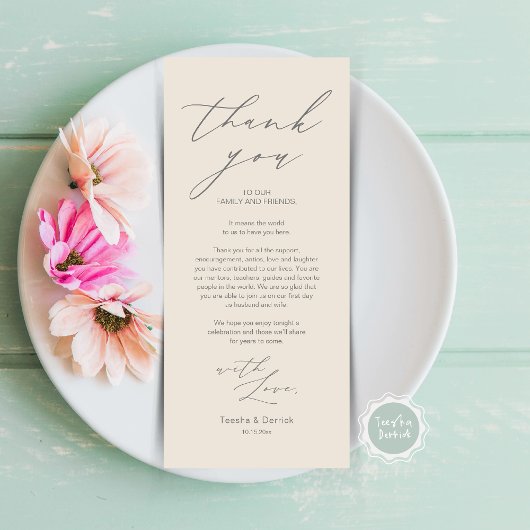 Minimale bruiloft Plaats instelling Hartelijk dank Programmakaart