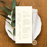 Minimale bruiloft Plaats instelling Hartelijk dank Programmakaart<br><div class="desc">Dit is de Modern bewerkbare kaart, in minimalistisch scriptontwerp, stijlvol gouden thema, Place Setting Thank You Cards (welkom en bedankt). Deel de liefde en show uw waardering voor uw gasten, wanneer ze gaan zitten aan hun stoel en lees deze gepersonaliseerde charmante bedankje plaats setting kaart. Het is een prachtige manier...</div>