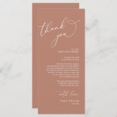 Minimale bruiloft Plaats instelling Hartelijk dank Programmakaart (Voorkant / Achterkant)
