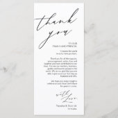 Minimale bruiloft Plaats instelling Hartelijk dank Programmakaart (Voorkant)