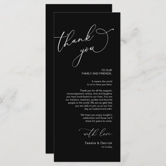 Minimale bruiloft Plaats instelling Hartelijk dank Programmakaart (Voorkant / Achterkant)