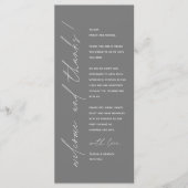 Minimale bruiloft Plaats instelling Hartelijk dank Programmakaart (Voorkant)