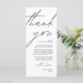 Minimale bruiloft Plaats instelling Hartelijk dank Programmakaart (Staand voorkant)