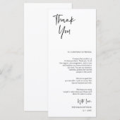 Minimale, bruiloft-plaatsinstelling Dank u wel kaa Programmakaart (Voorkant / Achterkant)