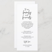 Minimale, bruiloft-plaatsinstelling Dank u wel kaa Programmakaart (Voorkant / Achterkant)