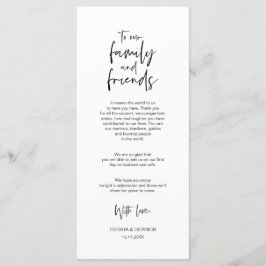 Minimale, bruiloft-plaatsinstelling Dank u wel kaa Programmakaart