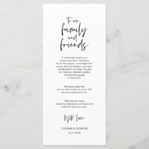 Minimale, bruiloft-plaatsinstelling Dank u wel kaa Programmakaart