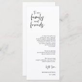 Minimale, bruiloft-plaatsinstelling Dank u wel kaa Programmakaart (Voorkant / Achterkant)