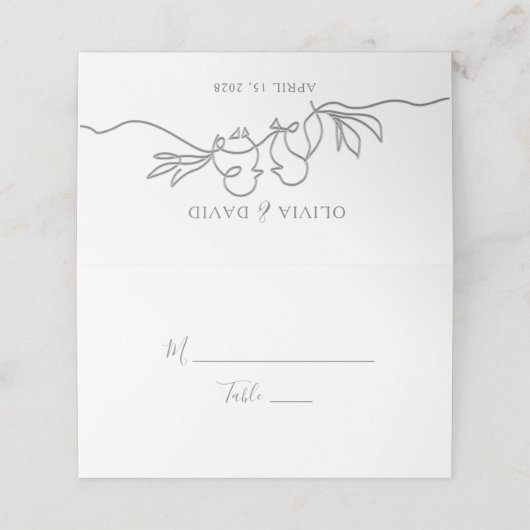 Minimale bruiloft plaatskaartje (Buitenkant ongevouwen)