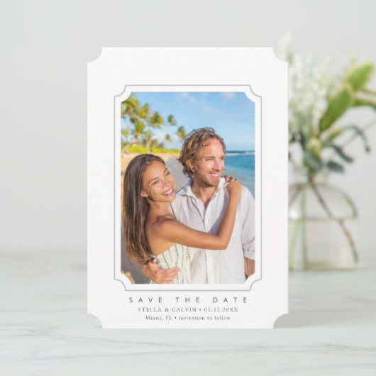 Minimale bruiloft QR Code Foto slaat de datum op Save The Date (Staand voorkant)