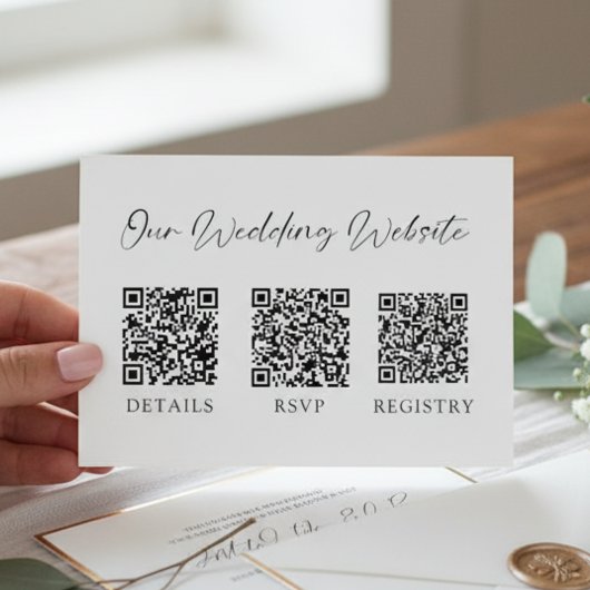 Minimale bruiloft QR-code RSVP Gift Registry Informatiekaartje