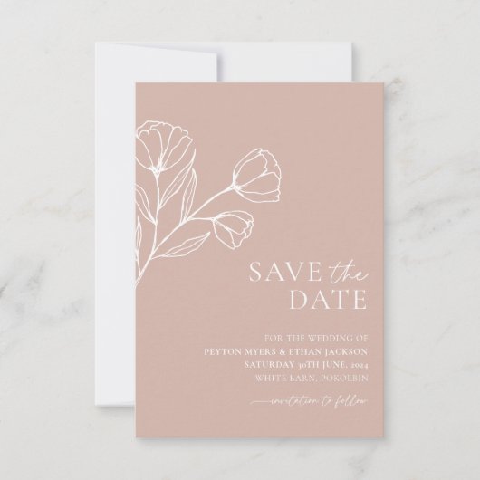Minimale bruiloft Save the Date Botanical PEYTON (Voorkant)