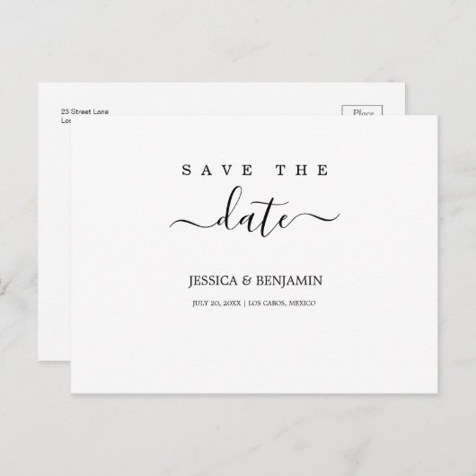 Minimale bruiloft sparen het Briefkaart van de Dat (Voorkant / Achterkant)