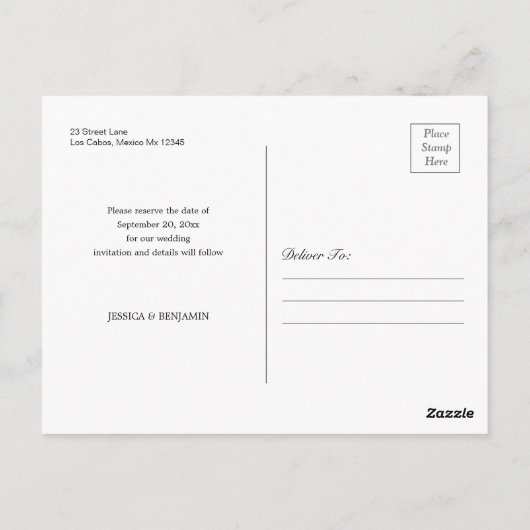 Minimale bruiloft sparen het Briefkaart van de Dat (Achterkant)