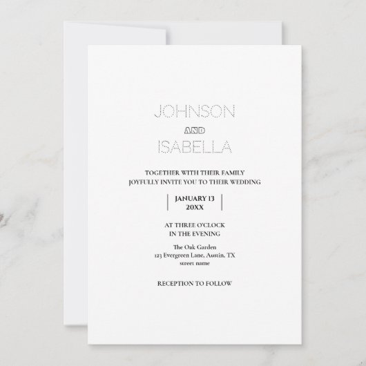 Minimale bruiloft uitnodiging Kaart (Voorkant)