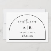 Minimale bruiloft voor moderne Arch Black en White Save The Date (Voorkant)