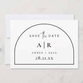 Minimale bruiloft voor moderne Arch Black en White Save The Date