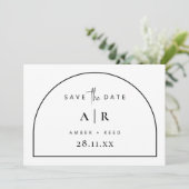 Minimale bruiloft voor moderne Arch Black en White Save The Date (Staand voorkant)
