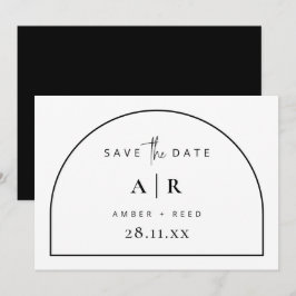 Minimale bruiloft voor moderne Arch Black en White Save The Date