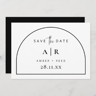 Minimale bruiloft voor moderne Arch Black en White Save The Date