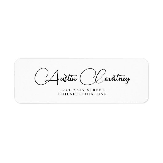 Minimale bruiloft voor zwarte en witte kalligrafie etiket (Voorkant)