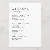 Minimale bruiloft welkomsttas letter tijdlijn Kaar Menu (Achterkant)