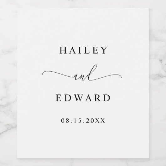 Minimale bruiloft wijn etiket (Enkel label)