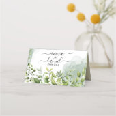 minimale bruiloften waterverf blad groen plaatskaartje (Achterkant)