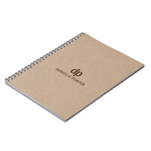 Minimale bruin beige lederen textuur print notitieboek