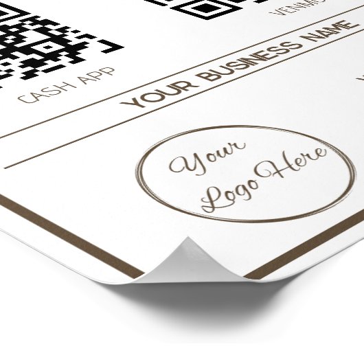 Minimale bruine 2 QR codes zakelijke scan te betal Poster (Hoek)