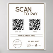 Minimale bruine 2 QR codes zakelijke scan te betal Poster (Voorkant)