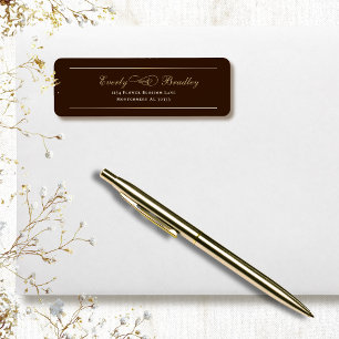 Minimale bruine achtergrond goud crème script reto etiket