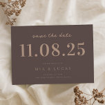 Minimale bruine chique bruiloft datum niet-foto save the date<br><div class="desc">Personaliseer deze minimale chique ontwerp bruiloft bewaar de datum met al uw details.</div>