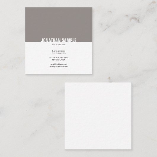 Minimale bruine, eenvoudige legante vlek Trendy Vierkante Visitekaartje (Voorkant / Achterkant)