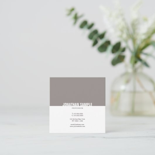 Minimale bruine, eenvoudige legante vlek Trendy Vierkante Visitekaartje (Staand voorkant)
