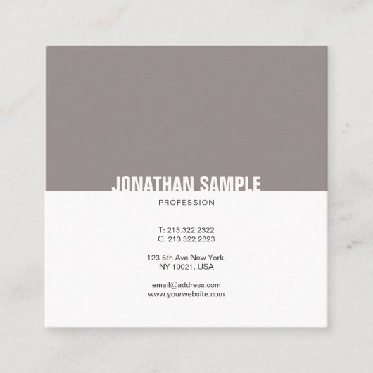 Minimale bruine, eenvoudige legante vlek Trendy Vierkante Visitekaartje (Voorkant)
