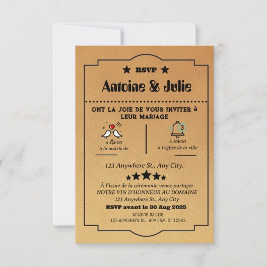 minimale bruine Elegance bruiloft RSVP Kaartje (Voorkant)