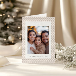 Minimale Bruine en Witte Sneeuwvlok Kerst Kaart