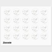 Minimale bruine monogram bruiloftsgunst ronde sticker (Vel)