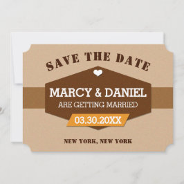 Minimale bruine retro-ontwerp bespaart de datumkaa save the date