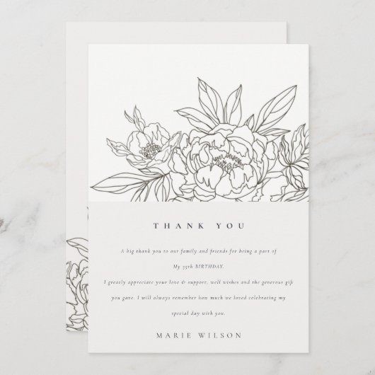 Minimale bruine schets elke zondag bedankkaart (Voorkant / Achterkant)