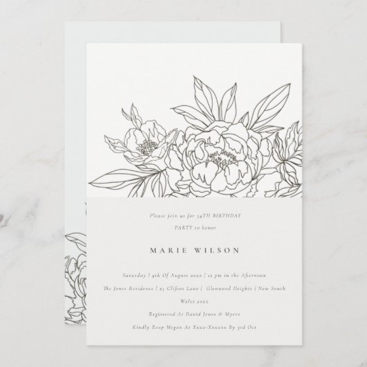 Minimale bruine schets elke zondag kaart (Voorkant / Achterkant)