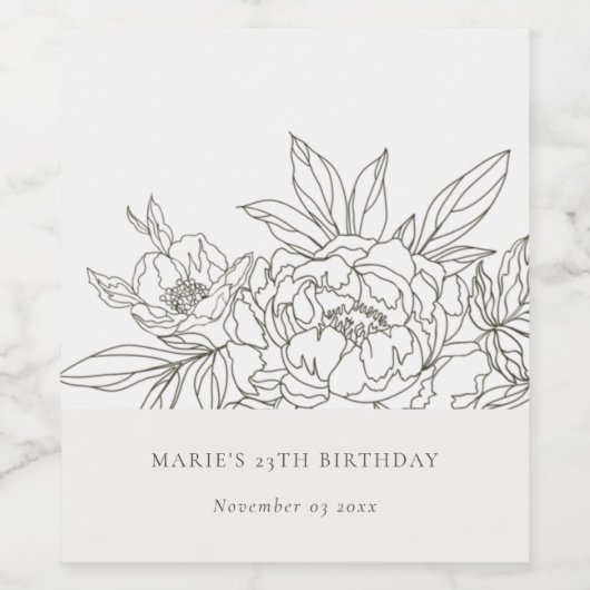 Minimale bruine schets elke zondag wijn etiket (Enkel label)