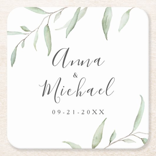 Minimale bruinrustige bruiloft kartonnen onderzetters (Voorkant)